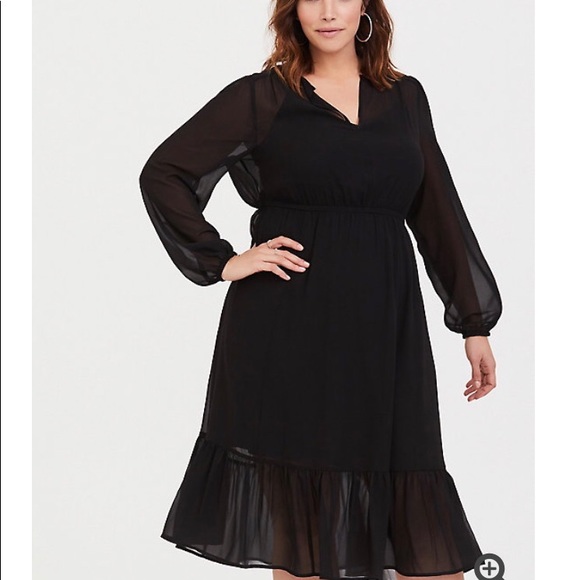 black chiffon dress midi